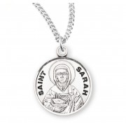 Sterling Silver Round St Sarah - 18" Chain - Boxed - Necklace