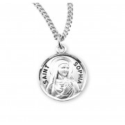 Sterling Silver Round St Sophia- *18" Chain - Boxed - Necklace