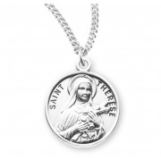 Sterling Silver Round St Therese - 18" Chain - Boxed - Necklace