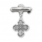 Sterling Silver Small 4-Way Medal w/Bar Pin-Boxed Sterling Silver Small 4-Way Medal w/Bar Pin-Boxed