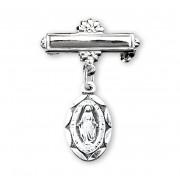 Sterling Silver Tiny Oval Miraculous w/Bar Pin-Boxed Sterling Silver Tiny Oval Miraculous w/Bar Pin-Boxed