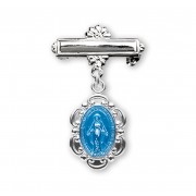 Sterling Silver Small Blue Miraculous Baby Medal w/Bar Pin-Boxed Sterling Silver Small Blue Miraculous Baby Medal w/Bar Pin-Boxed