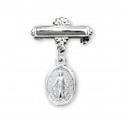 Sterling Silver Tiny Miraculous Baby Medal w/Bar Pin-Boxed Sterling Silver Tiny Miraculous Baby Medal w/Bar Pin-Boxed