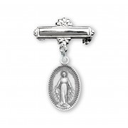 Sterling Silver Tiny Miraculous Baby Medal w/Bar Pin - Boxed Sterling Silver Tiny Miraculous Baby Medal w/Bar Pin - Boxed