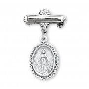 Sterling Silver Small Miraculous medal w/Bar Pin - Boxed Sterling Silver Small Miraculous medal w/Bar Pin - Boxed