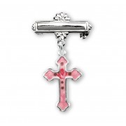 Sterling Silver Small Pink Enameled Cross w/Bar Pin - Boxed Sterling Silver Small Pink Enameled Cross w/Bar Pin - Boxed