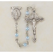4mm Finest Blue Pearl Rosary w/Sterling Silver Ctr & Crucfix - Boxed 4mm Finest Blue Pearl Rosary w/Sterling Silver Ctr & Crucfix - Boxed