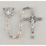 4mm Finest Pink Pearl Rosary w/Sterling Silver Ctr & Crucfix - Boxed 4mm Finest Pink Pearl Rosary w/Sterling Silver Ctr & Crucfix - Boxed