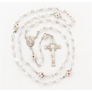 6mm Finest Crystal Rosary w/Multi-Colored Rhinestone O.F. Beads, w/Sterling Silver Ctr & Crucfix - Boxed