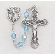 6mm Tin-Cut Aqua (AB) Rosary w/Sterling Ctr & Crucfix - Boxed