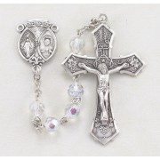 6mm Tin-Cut Crystal (AB) Rosary w/Sterling Ctr & Crucfix - Boxed