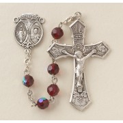 6mm Ruby (AB) Rosary w/Sterling Silver Ctr & Crucfix - Boxed