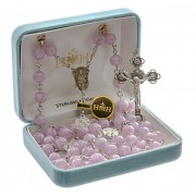 Saint Therese Pink Flowered Venetian Glass Rosary
