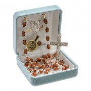 5mm Brown Carved Cocoa Rosary w/Sterling Silver Ctr & Crucfix - Boxed 5mm Brown Carved Cocoa Rosary w/Sterling Silver Ctr & Crucfix - Boxed