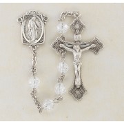 6mm Sparkly Crystal Rosary w/Sterling Silver Ctr & Crucfix - Boxed