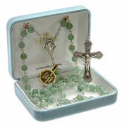 6mm Aventurine Rosary w/Sterling Silver Ctr & Crucfix - Boxed