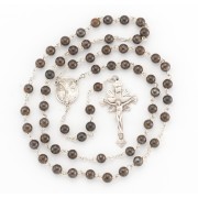 6mm Dark Brown Rosary w/Sterling Silver Ctr & Crucfix - Boxed 6mm Dark Brown Rosary w/Sterling Silver Ctr & Crucfix - Boxed