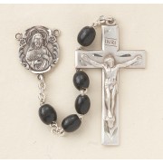 5 x 7mm Wooden Oval Black Rosary w/Sterling Silver Ctr & Crucfix - Boxed 5 x 7mm Wooden Oval Black Rosary w/Sterling Silver Ctr & Crucfix - Boxed