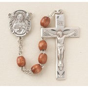 5 x 7mm Wooden Oval Brown Rosary w/Sterling Silver Ctr & Crucfix - Boxed 5 x 7mm Wooden Oval Brown Rosary w/Sterling Silver Ctr & Crucfix - Boxed