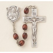 5 x 7mm Wooden Oval Maroon Rosary w/Sterling Silver Ctr & Crucfix - Boxed 5 x 7mm Wooden Oval Maroon Rosary w/Sterling Silver Ctr & Crucfix - Boxed