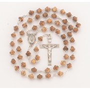 Genuine 8mm Walnut Bi-Cone Rosary w/Sterling Silver Ctr & Crucfix - Boxed