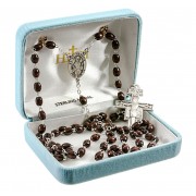 St Francis 7 Decade Rosary w/Sterling Silver Ctr & Crucfix-(255/1867) - Boxed