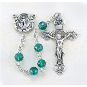 6mm Emerald Multi-Faceted Tin Cut Crystal Rosary w/Sterling Silver Ctr & Crucfix - Boxed 6mm Emerald Multi-Faceted Tin Cut Crystal Rosary w/Sterling Silver Ctr & Crucfix - Boxed