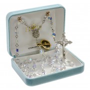Tin Cut Crystal Caribbean Blue Rosary Tin Cut Crystal Caribbean Blue Rosary