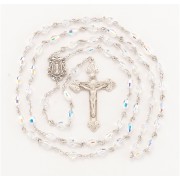 7.5mm Finest (AB) Rosary w/Sterling Silver Ctr & Crucfix - Boxed