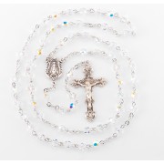5mm Finest Crystal Rosary w/Sterling Silver Ctr & Crucfix - Boxed