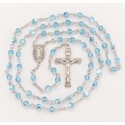 6mm Finest Crystal Aqua Rosary w/Sterlimg Silver Ctr & Crucfix Boxed 6mm Finest Crystal Aqua Rosary w/Sterlimg Silver Ctr & Crucfix Boxed