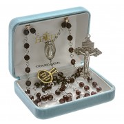 6mm Garnet Divine Mercy Chaplet w/Sterling Silver Ctr & Crucfix - Boxed