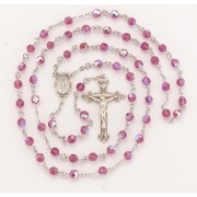 6mm Finest Fuchsia (AB) Rosary w/Sterling Silver Ctr & Crucfix - Boxed