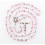 6mm Finest Crystal Light Rose Rosary w/Sterling Silver Ctr & Crucfix - Boxed 6mm Finest Crystal Light Rose Rosary w/Sterling Silver Ctr & Crucfix - Boxed