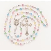 6mm Finest Crystal Multi Rosary w/Sterling Silver Ctr & Crucfix - Boxed 6mm Finest Crystal Multi Rosary w/Sterling Silver Ctr & Crucfix - Boxed