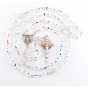 6x9mm Tear Drop Finest Crystal Rosary w/Sterling Silver Ctr & Crucfix - Boxed