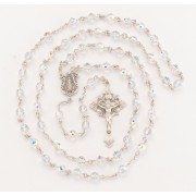 6mm Finest Fireball Crystal Rosary w/Sterling Silver Ctr & Crucfix - Boxed