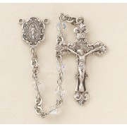 4mm Finest Crystal (AB) Rondell Rosary w/Sterling Silver Ctr & Crucfix - Boxed 4mm Finest Crystal (AB) Rondell Rosary w/Sterling Silver Ctr & Crucfix - Boxed