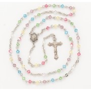 4mm Finest Multi Rondell Rosary w/Sterling Silver Ctr & Crucfix - Boxed 4mm Finest Multi Rondell Rosary w/Sterling Silver Ctr & Crucfix - Boxed