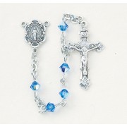 4mm Finest Sapphire Rondell Rosary w/Sterling Silver Ctr & Crucfix - Boxed 4mm Finest Sapphire Rondell Rosary w/Sterling Silver Ctr & Crucfix - Boxed