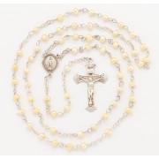 4mm Gold Freshwater Pearl Rosary w/Sterling Silver Ctr & Crucfix - Boxed 4mm Gold Freshwater Pearl Rosary w/Sterling Silver Ctr & Crucfix - Boxed