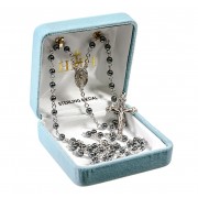 4mm Hematite Rosary w/Sterling Silver Ctr & Crucfix - Boxed 4mm Hematite Rosary w/Sterling Silver Ctr & Crucfix - Boxed