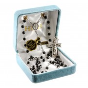 4mm Onyx Rosary w/Sterling Silver Ctr & Crucfix - Boxed 4mm Onyx Rosary w/Sterling Silver Ctr & Crucfix - Boxed