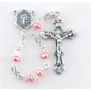 4mm Pink Freshwater Pearl Rosary w/Sterling Silver Ctr & Crucfix - Boxed 4mm Pink Freshwater Pearl Rosary w/Sterling Silver Ctr & Crucfix - Boxed