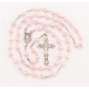 5mm Pink Freshwater Pearl Rosary w/Sterling Sterling Ctr & Crucfix - Boxed