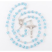 6mm Finest Aqua Crystal Plated Butterfly Rosary W/ Sterling Silver Crucfix & Ctr - Boxed 6mm Finest Aqua Crystal Plated Butterfly Rosary W/ Sterling Silver Crucfix & Ctr - Boxed