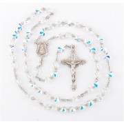 6mm Finest Crystal (AB) All Sterling Silver Butterfly Rosary W/ Sterling Silver Crucfix & Ctr - Boxed 6mm Finest Crystal (AB) All Sterling Silver Butterfly Rosary W/ Sterling Silver Crucfix & Ctr - Boxed