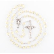 6mm Finest Jonquil Crystal All Sterling Silver Butterfly Rosary W/ Sterling Silver Crucfix & Ctr - Boxed