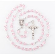 6mm Finest Light Rose Crystal All Sterling Silver Butterfly Rosary W/ Sterling Silver Crucfix & Ctr - Boxed