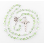 6mm Finest Peridot Crystal All Sterling Silver Butterfly Rosary W/ Sterling Silver Crucfix & Ctr - Boxed